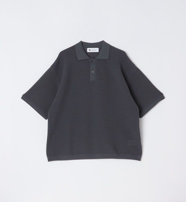 SHIPS「City Ambient Products:〈手洗い可能〉ポリエステル メッシュ ニット ショートスリーブ ポロ」|ポロシャツ|ダークグレー