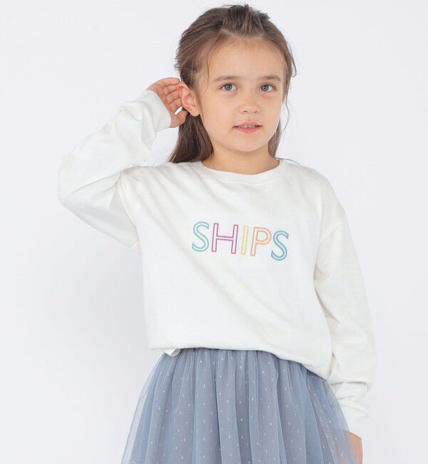 SHIPS KIDS「SHIPS KIDS:100～130cm/刺繍 ロゴ ロングスリーブ Tシャツ」|Tシャツ・カットソー|