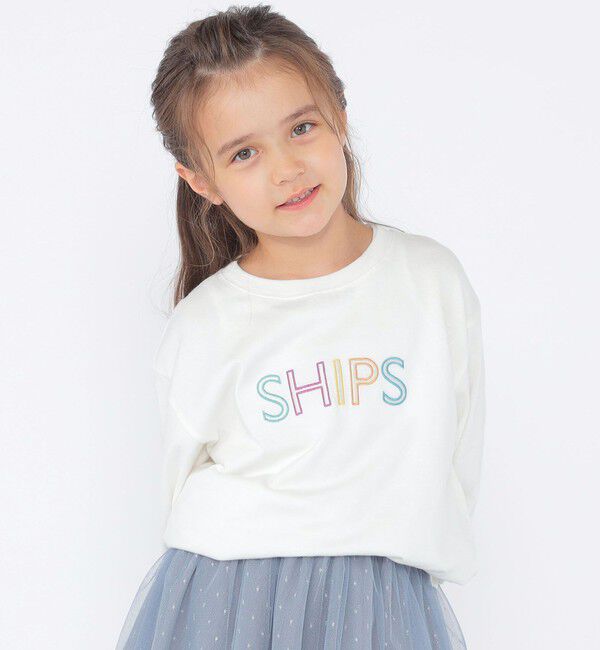 SHIPS KIDS「SHIPS KIDS:100～130cm/刺繍 ロゴ ロングスリーブ Tシャツ」|Tシャツ・カットソー|
