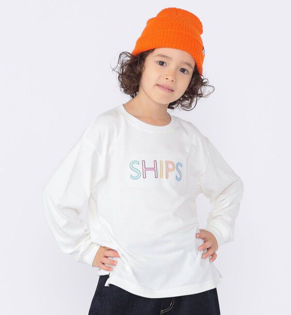 SHIPS KIDS「SHIPS KIDS:100～130cm/刺繍 ロゴ ロングスリーブ Tシャツ」|Tシャツ・カットソー|