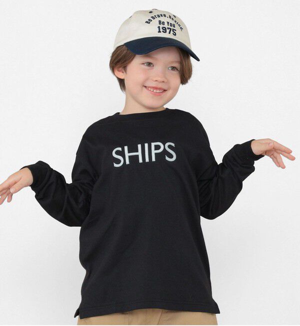 SHIPS KIDS「SHIPS KIDS:100～130cm/刺繍 ロゴ ロングスリーブ Tシャツ」|Tシャツ・カットソー|