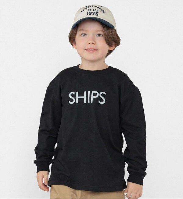 SHIPS KIDS「SHIPS KIDS:100～130cm/刺繍 ロゴ ロングスリーブ Tシャツ」|Tシャツ・カットソー|
