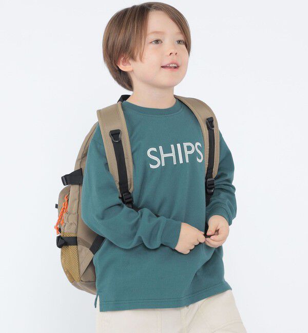 SHIPS KIDS「SHIPS KIDS:100～130cm/刺繍 ロゴ ロングスリーブ Tシャツ」|Tシャツ・カットソー|