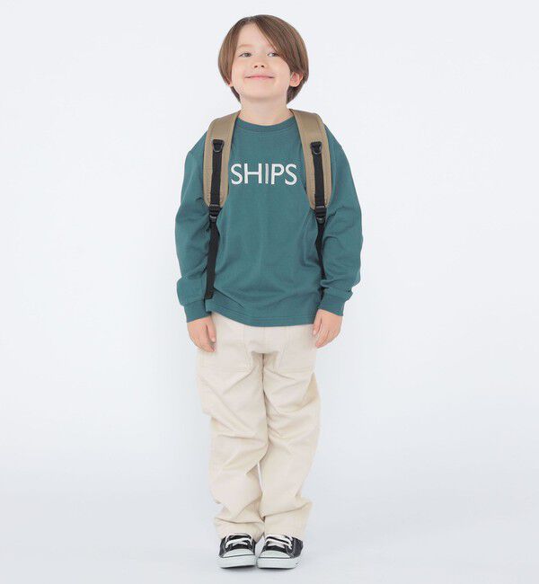 SHIPS KIDS「SHIPS KIDS:100～130cm/刺繍 ロゴ ロングスリーブ Tシャツ」|Tシャツ・カットソー|