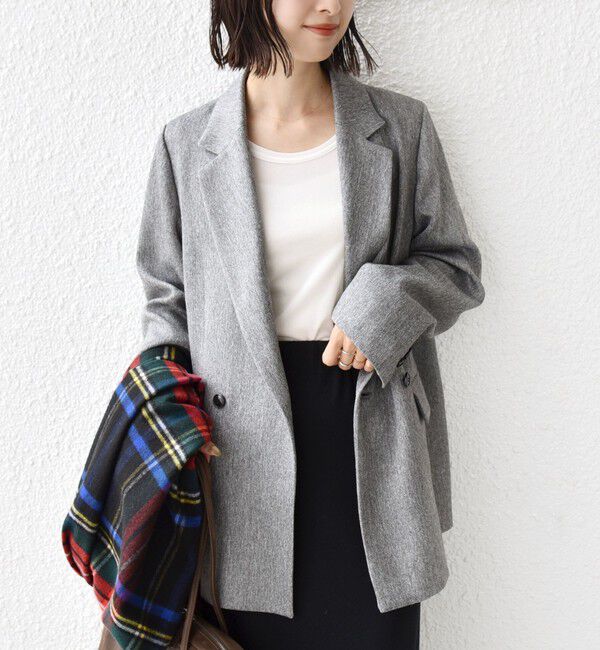 SHIPS for women「〈手洗い可能〉ウール 調 合繊 ダブル ジャケット」|テーラードジャケット|