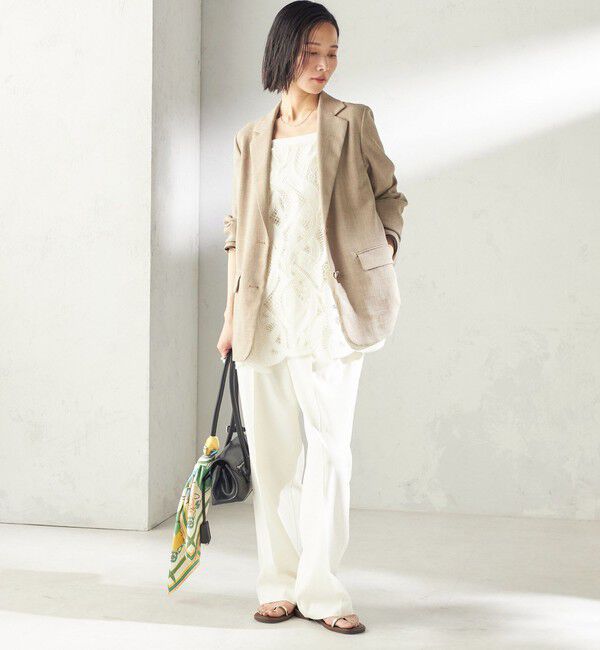 SHIPS for women「《予約》〈吸水速乾・手洗い可能〉麻調 ドンゴロス 2釦 ジャケット」|テーラードジャケット|