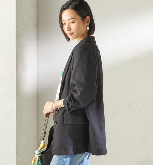 SHIPS for women「《予約》〈吸水速乾・手洗い可能〉麻調 ドンゴロス 2釦 ジャケット」|テーラードジャケット|