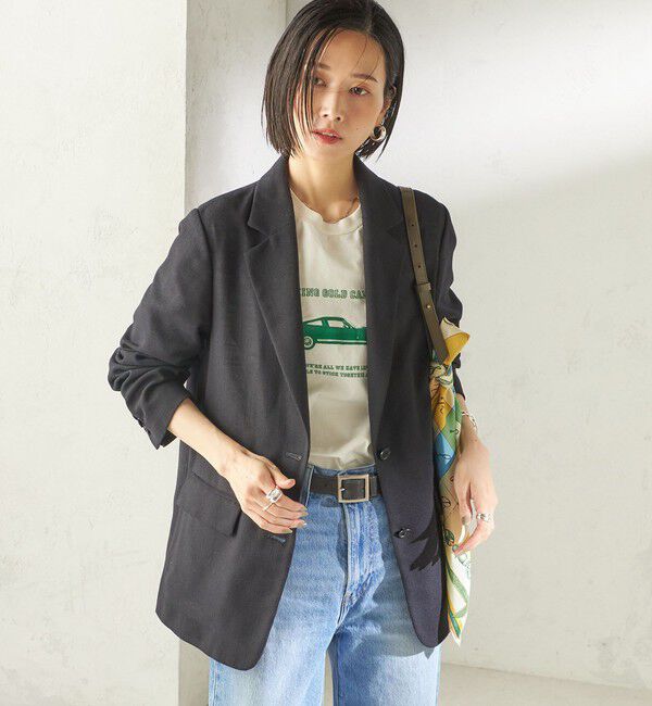 SHIPS for women「《予約》〈吸水速乾・手洗い可能〉麻調 ドンゴロス 2釦 ジャケット」|テーラードジャケット|