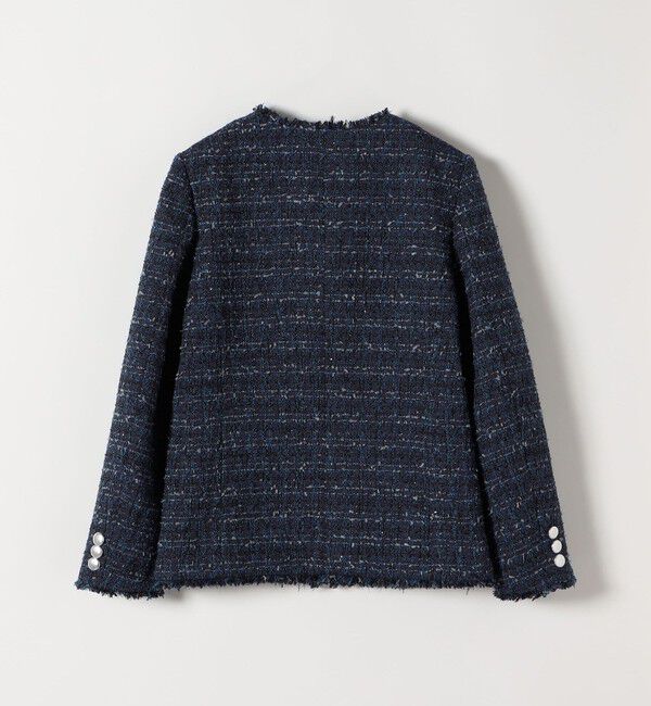 quaranciel「《予約》quaranciel: ツイード ノーラペル フリンジ ジャケット」|ノーカラージャケット|