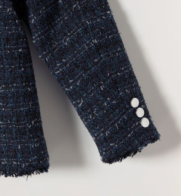 quaranciel「《予約》quaranciel: ツイード ノーラペル フリンジ ジャケット」|ノーカラージャケット|