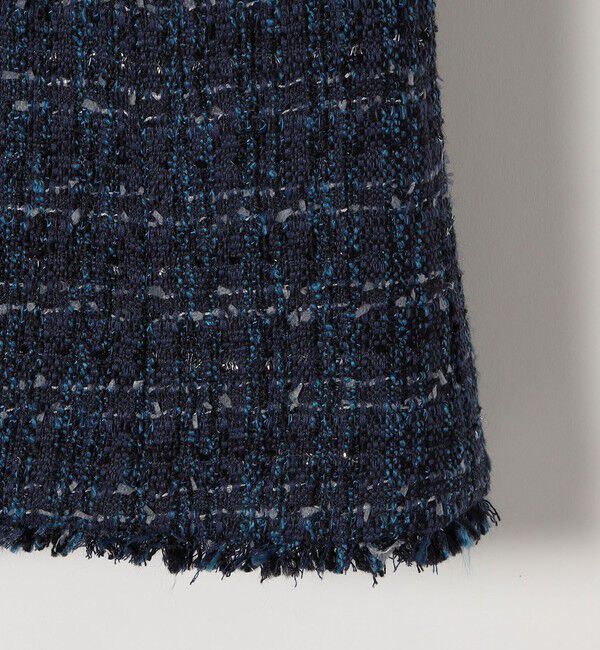 quaranciel「《予約》quaranciel: ツイード ノーラペル フリンジ ジャケット」|ノーカラージャケット|