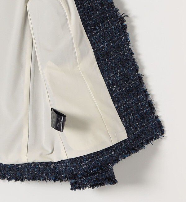 quaranciel「《予約》quaranciel: ツイード ノーラペル フリンジ ジャケット」|ノーカラージャケット|