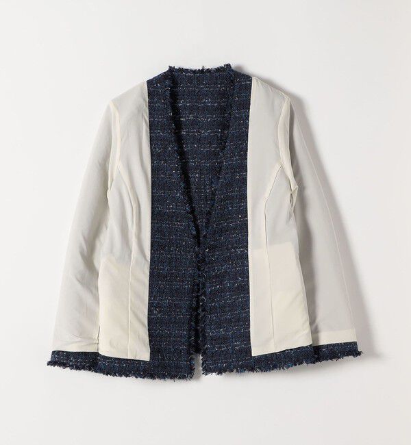quaranciel「《予約》quaranciel: ツイード ノーラペル フリンジ ジャケット」|ノーカラージャケット|