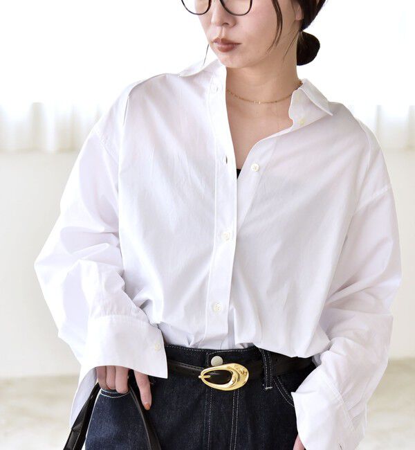 quaranciel「《予約》quaranciel:〈洗濯機可能〉レギュラーカラー ヨーク ルーズ シャツ」|シャツ・ブラウス|ホワイト