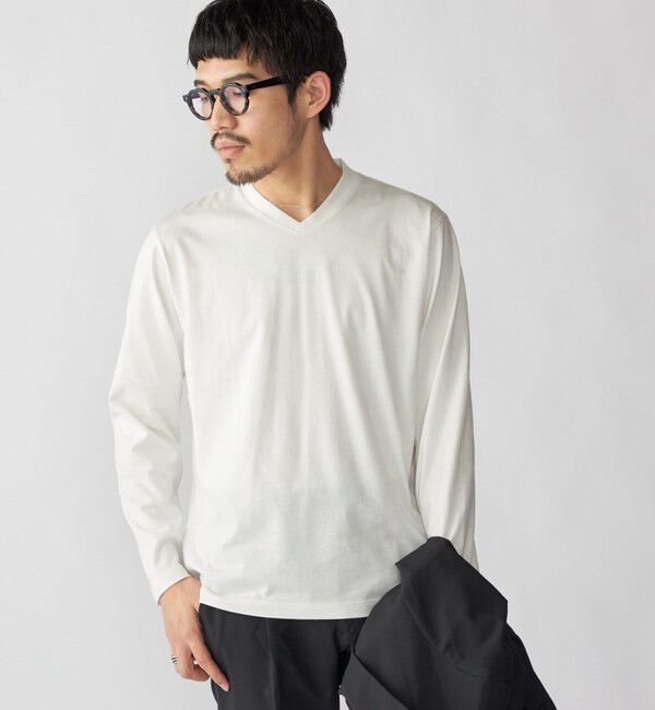 SHIPS「【WEB限定】SHIPS:〈手洗い可能/抗菌/防臭〉シルケット ビズ Vネック ロングスリーブ」|Tシャツ・カットソー|