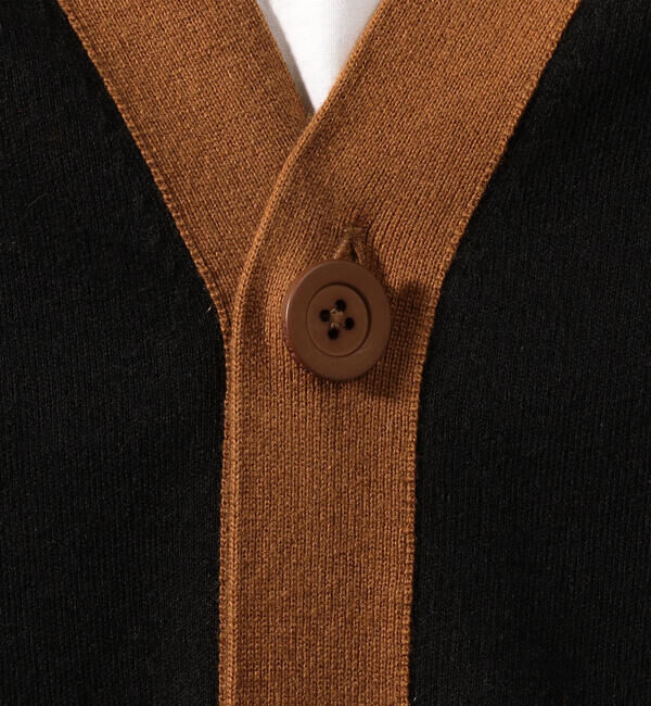 CABaN コットンカシミヤ バイカラーVネックカーディガン（CABaN