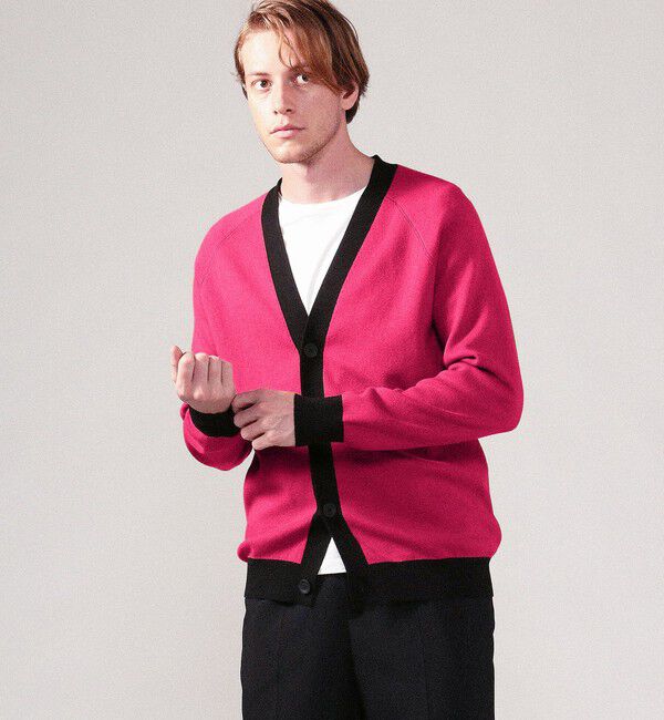 CABaN コットンカシミヤ バイカラーVネックカーディガン（CABaN