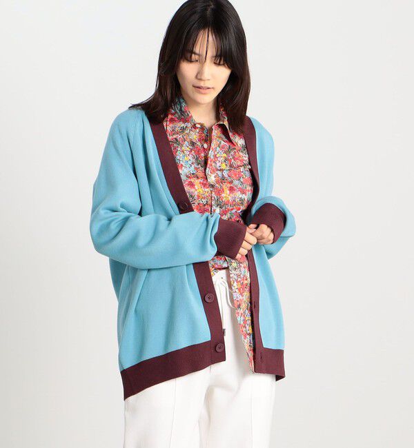 CABaN コットンカシミヤ バイカラーVネックカーディガン（CABaN