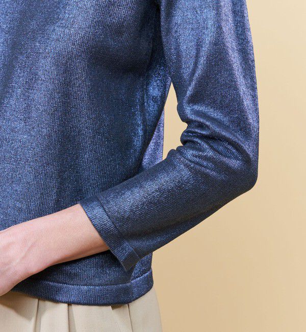 DES PRES「シルクホイルプリント クルーネックプルオーバー」|ニット・セーター|