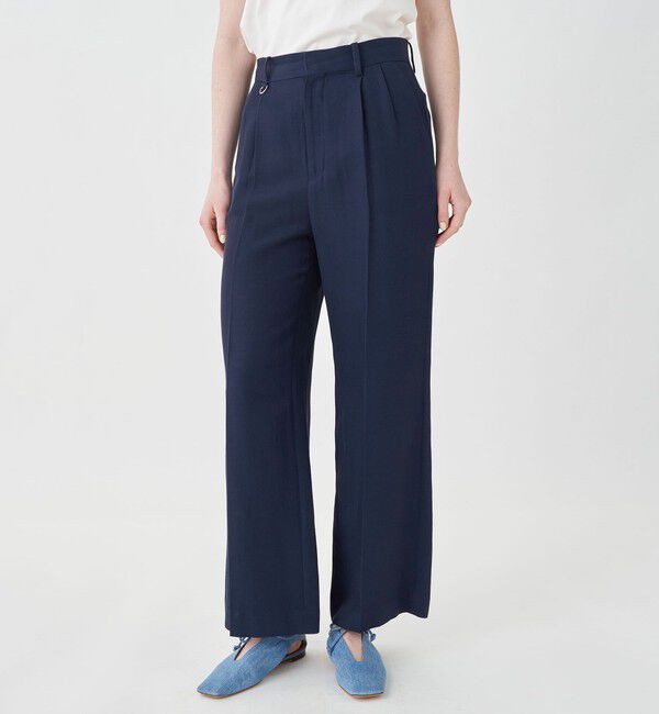 MACPHEE「コットンアセテートツイル タックフレアパンツ」|スラックス|