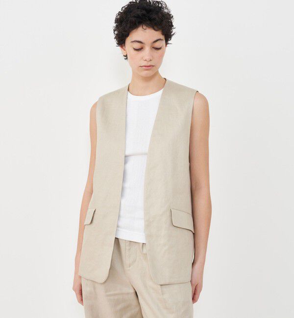 GALERIE VIE「サルファーリネン Vカラージレ」|ベスト・ジレ|