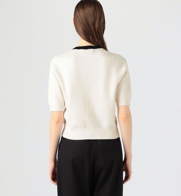 コットンカシミヤ バイカラーハーフスリーブカーディガン（CABaN