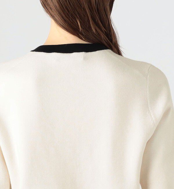 コットンカシミヤ バイカラーハーフスリーブカーディガン（CABaN