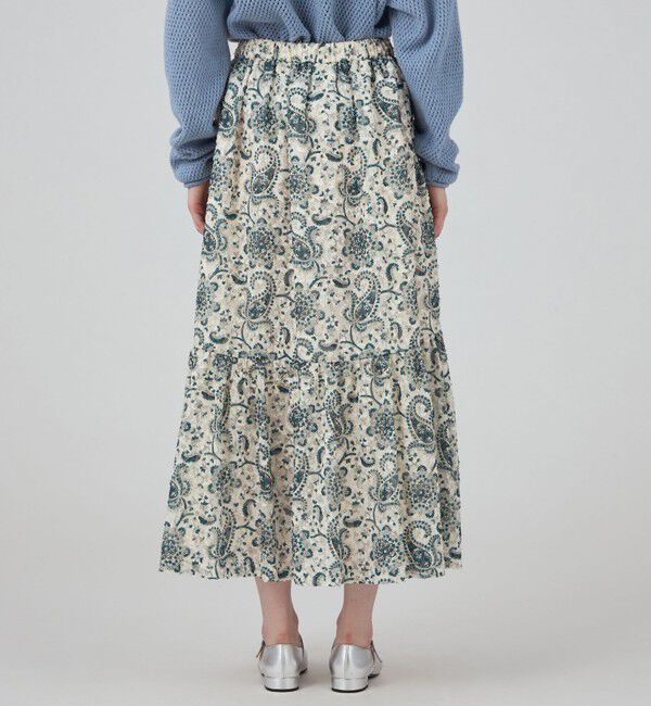SOULEIADO「ポリエステルプリント ティアードマキシスカート」|フレア|