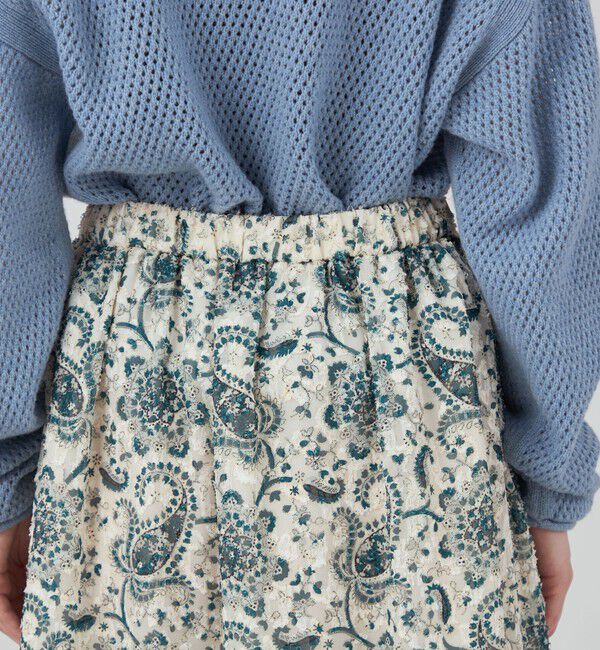 SOULEIADO「ポリエステルプリント ティアードマキシスカート」|フレア|