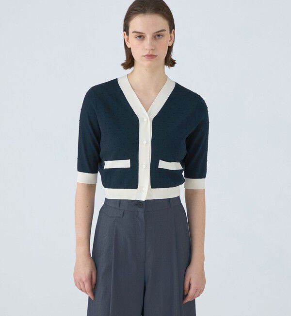 Ballsey「ストレッチタックドット Vネックカーディガン」|カーディガン|