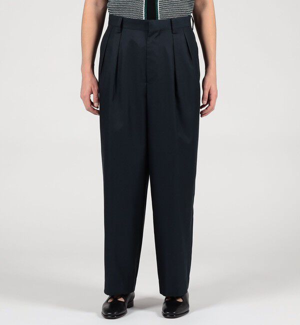 TOMORROWLAND MENS「シルクカルゼ 2プリーツ ワイドパンツ」|スラックス|