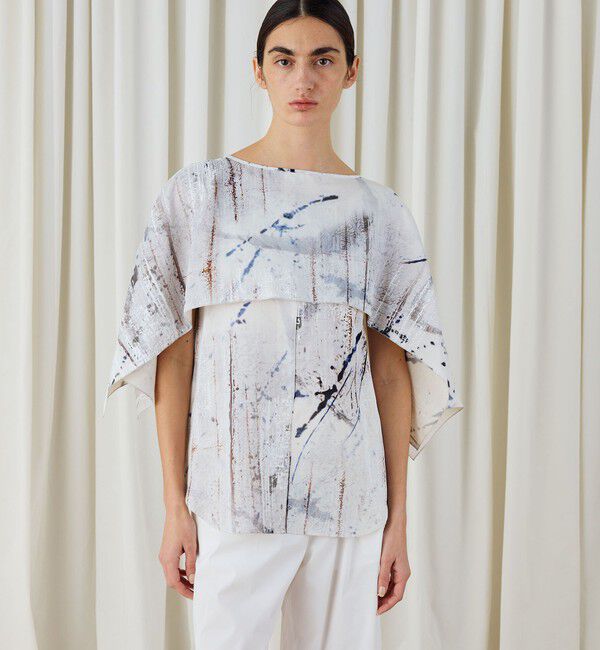 DES PRES「アブストラクトウォールプリント レイヤードブラウス」|シャツ・ブラウス|