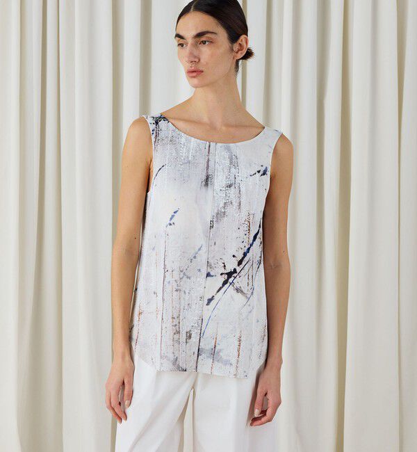 DES PRES「アブストラクトウォールプリント レイヤードブラウス」|シャツ・ブラウス|