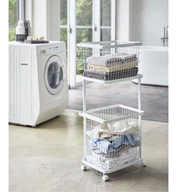 journal standard Furniture「《WEB限定》【tower/タワー】 ランドリーワゴン+バスケット」|トイレタリー・ランドリーグッズ|ホワイト