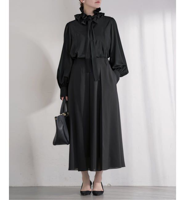 IENA「《予約》&NAVY 撥水シアーボウタイブラウス」|シャツ・ブラウス|