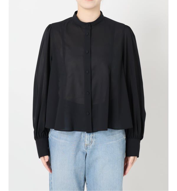 IENA「《予約》&NAVY 撥水シアーボウタイブラウス」|シャツ・ブラウス|