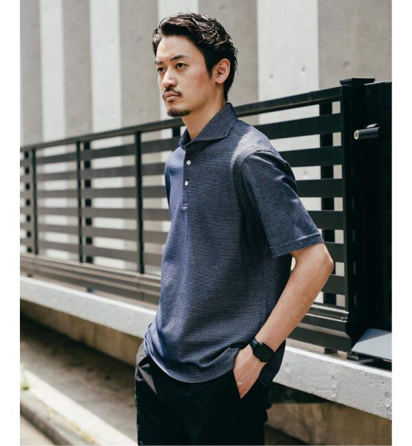 EDIFICE「《追加》"吸水速乾＆高通気機能" COOLMAX ハニカムボーダー ポロシャツ2」|ポロシャツ|