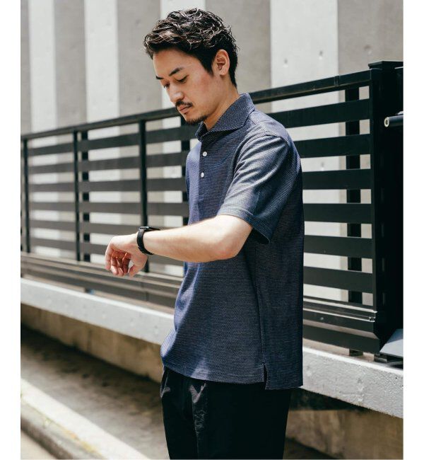 EDIFICE「《追加》"吸水速乾＆高通気機能" COOLMAX ハニカムボーダー ポロシャツ2」|ポロシャツ|