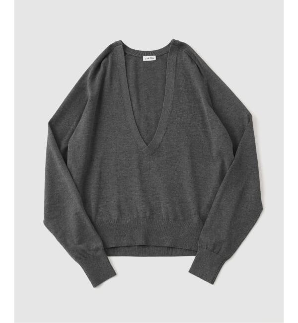 PULP「JIEDA / ジエダ COTTON SILK V NECK KNIT」|ニット・セーター|グレーA