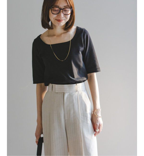 NOBLE「《追加》スビンコットンソフトスクエアーネックTシャツ」|Tシャツ・カットソー|
