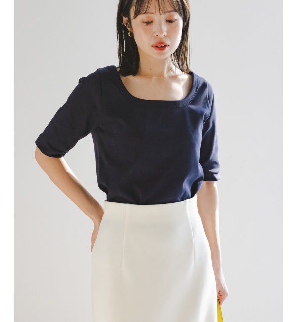 NOBLE「《追加》スビンコットンソフトスクエアーネックTシャツ」|Tシャツ・カットソー|