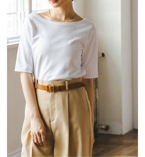 NOBLE「《追加》スビンコットンソフトスクエアーネックTシャツ」|Tシャツ・カットソー|ホワイト