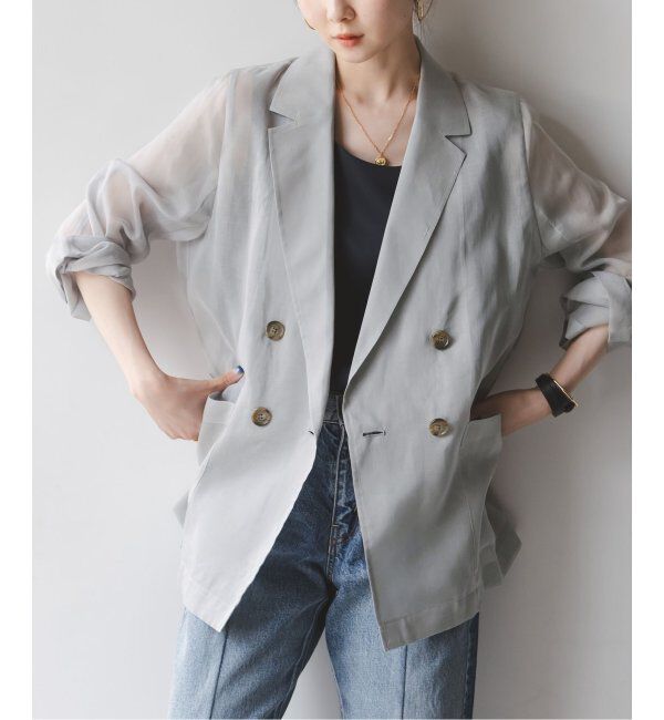 NOBLE「《追加》ソフトオーガンジーシアージャケット 3」|テーラードジャケット|グレーB