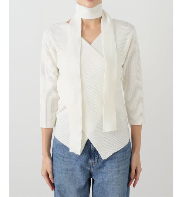  「【洗える】リブカシュクールプルオーバー」|ニット・セーター|