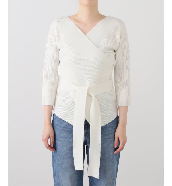  「【洗える】リブカシュクールプルオーバー」|ニット・セーター|