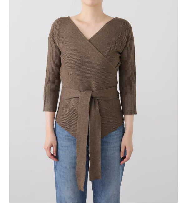  「【洗える】リブカシュクールプルオーバー」|ニット・セーター|