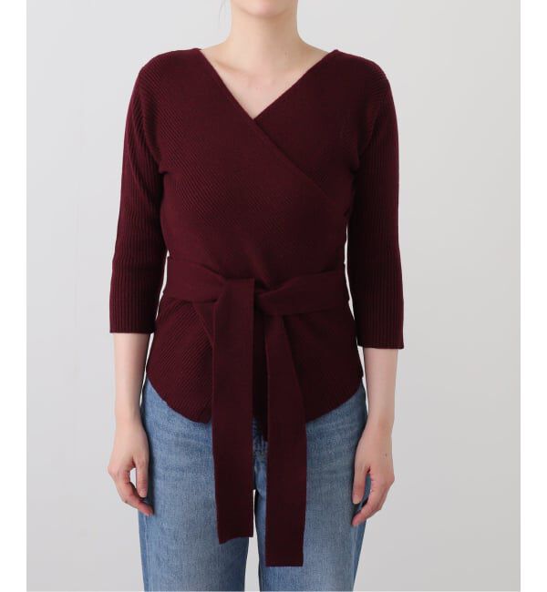  「【洗える】リブカシュクールプルオーバー」|ニット・セーター|