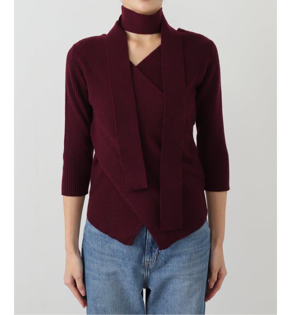  「【洗える】リブカシュクールプルオーバー」|ニット・セーター|