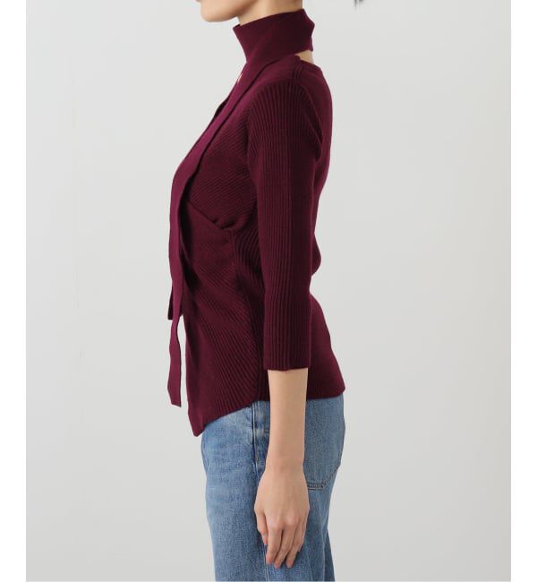  「【洗える】リブカシュクールプルオーバー」|ニット・セーター|