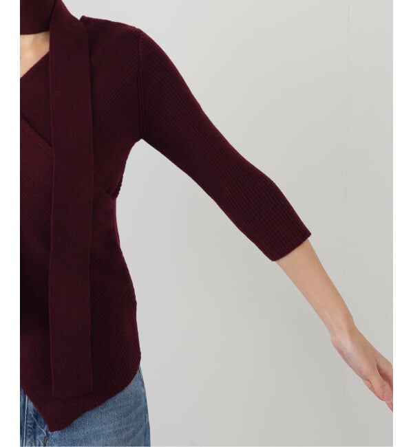  「【洗える】リブカシュクールプルオーバー」|ニット・セーター|